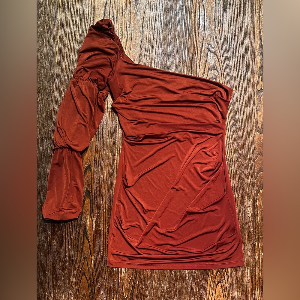 ASOS Orange Satin Bodycon Puff Sleeve Mini Dress Petite 6